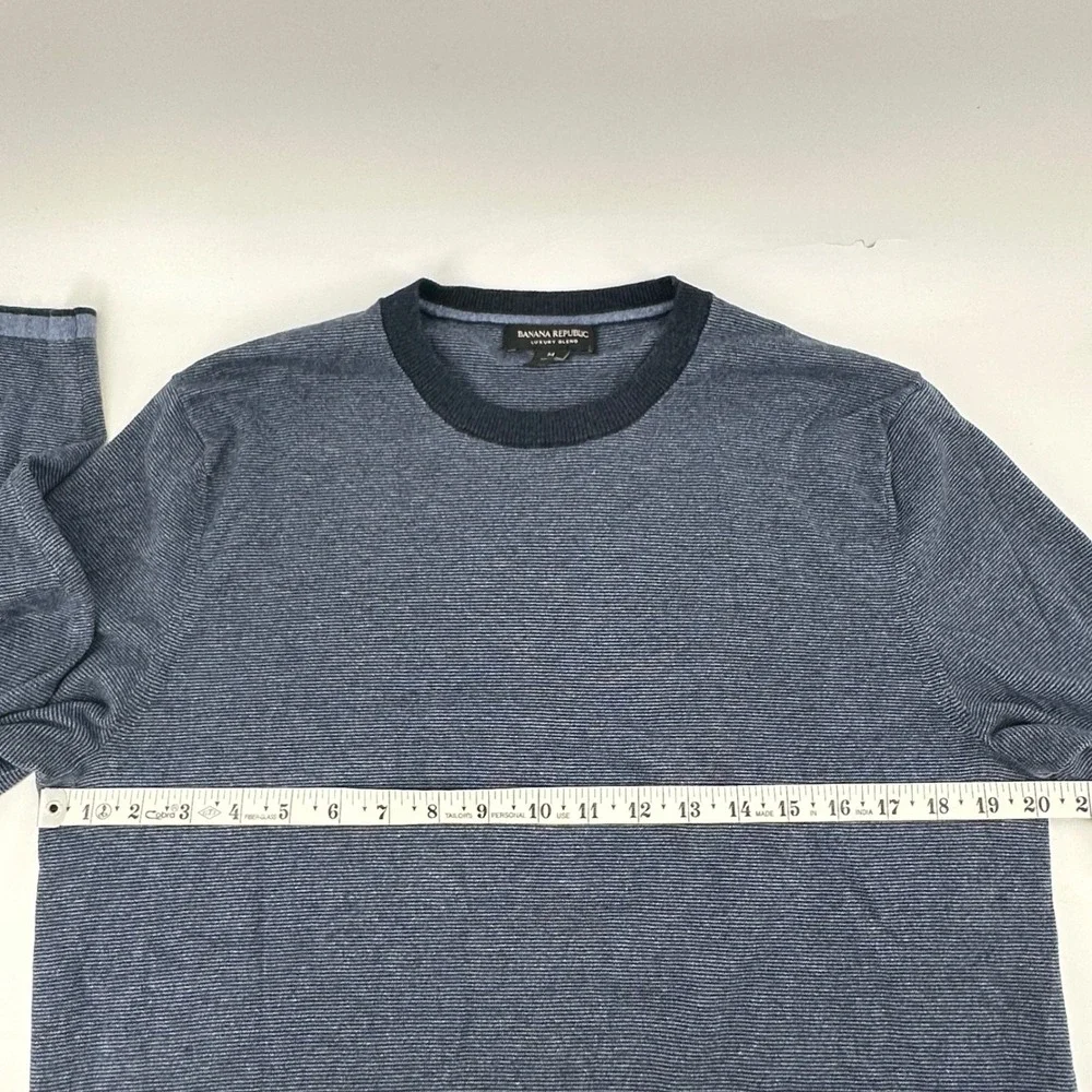 Banana Republic Sweater Silk Cashmere Luxury Blend Stripe Crewneck Layer Mens M